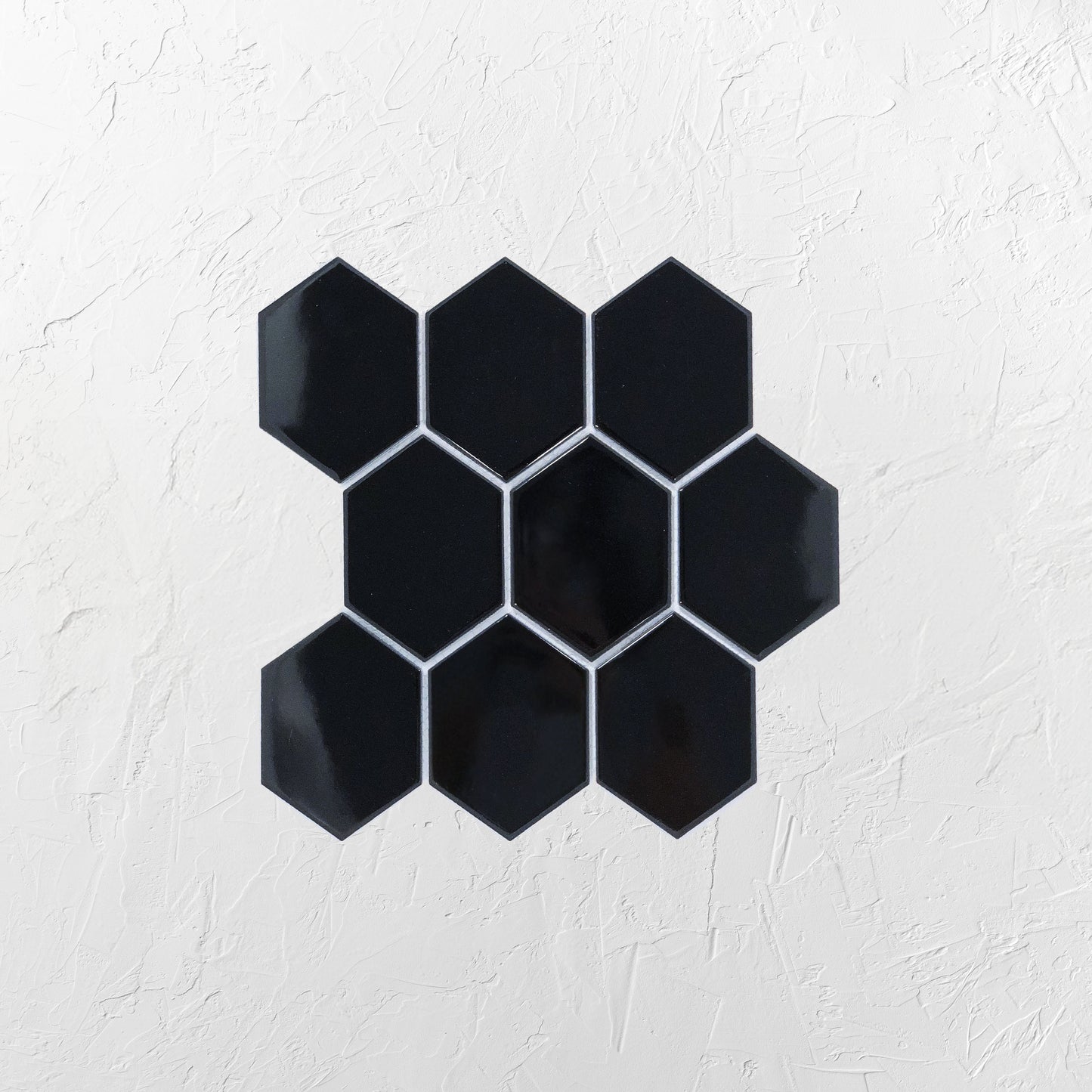 Black Gloss Porcelain Glazed Hexagon 95x110mm