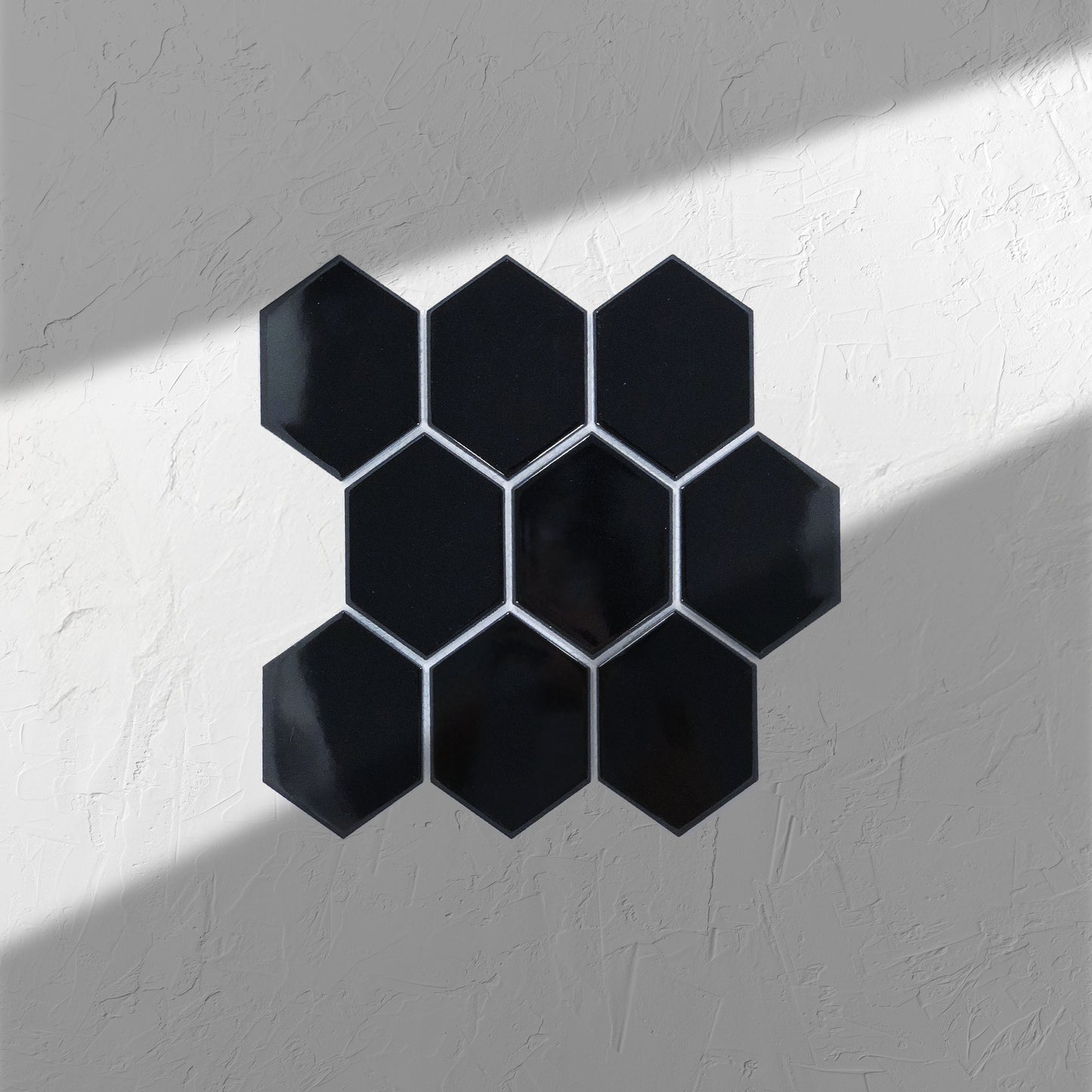 Black Gloss Porcelain Glazed Hexagon 95x110mm