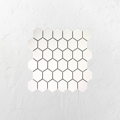 White Matte Porcelain Glazed Hexagon 51x59mm