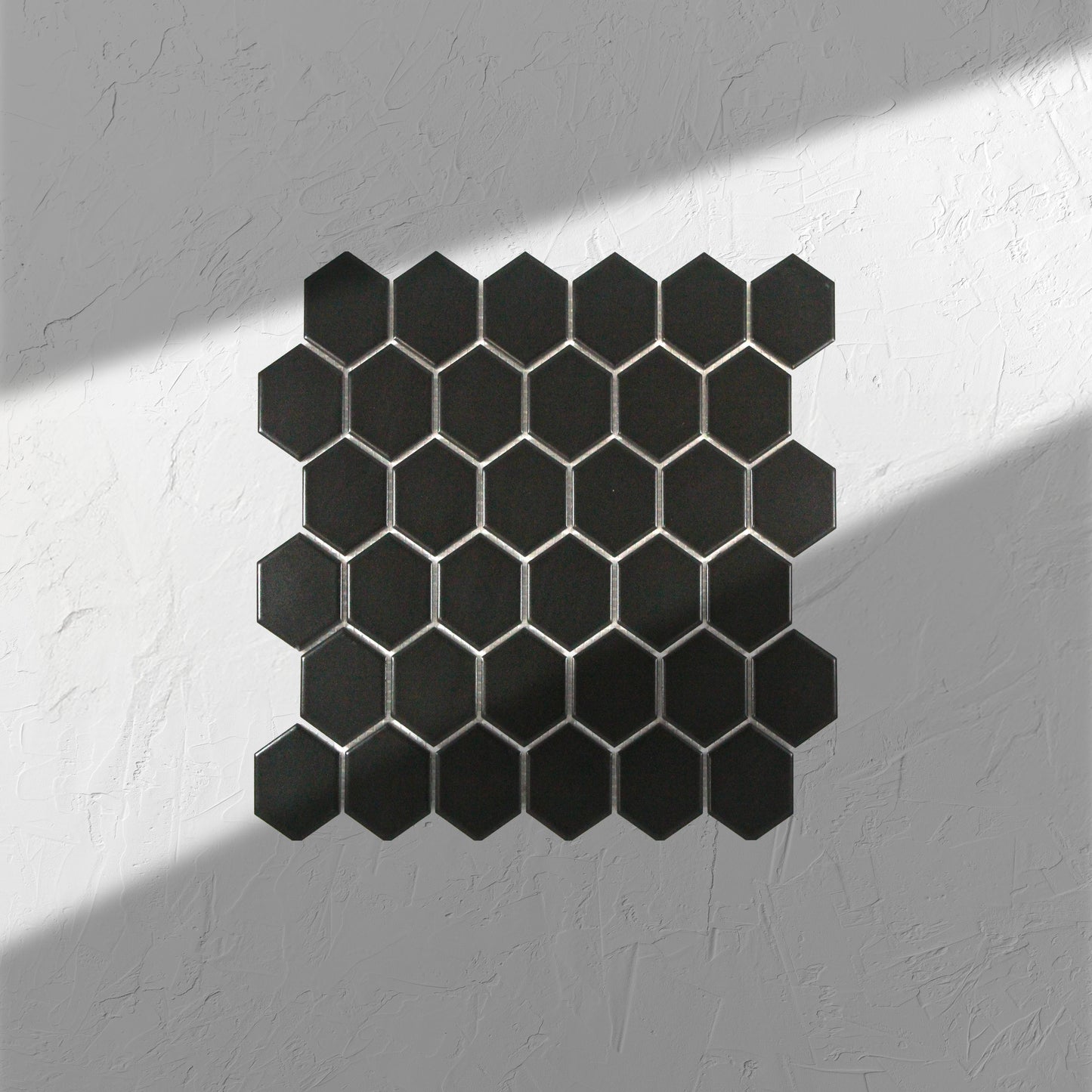 Black Matte Porcelain Glazed Hexagon 51x59mm