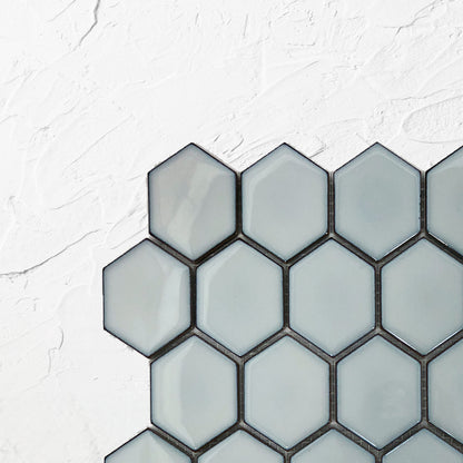 Antique Grey Gloss Glazed Hexagon 51x59mm