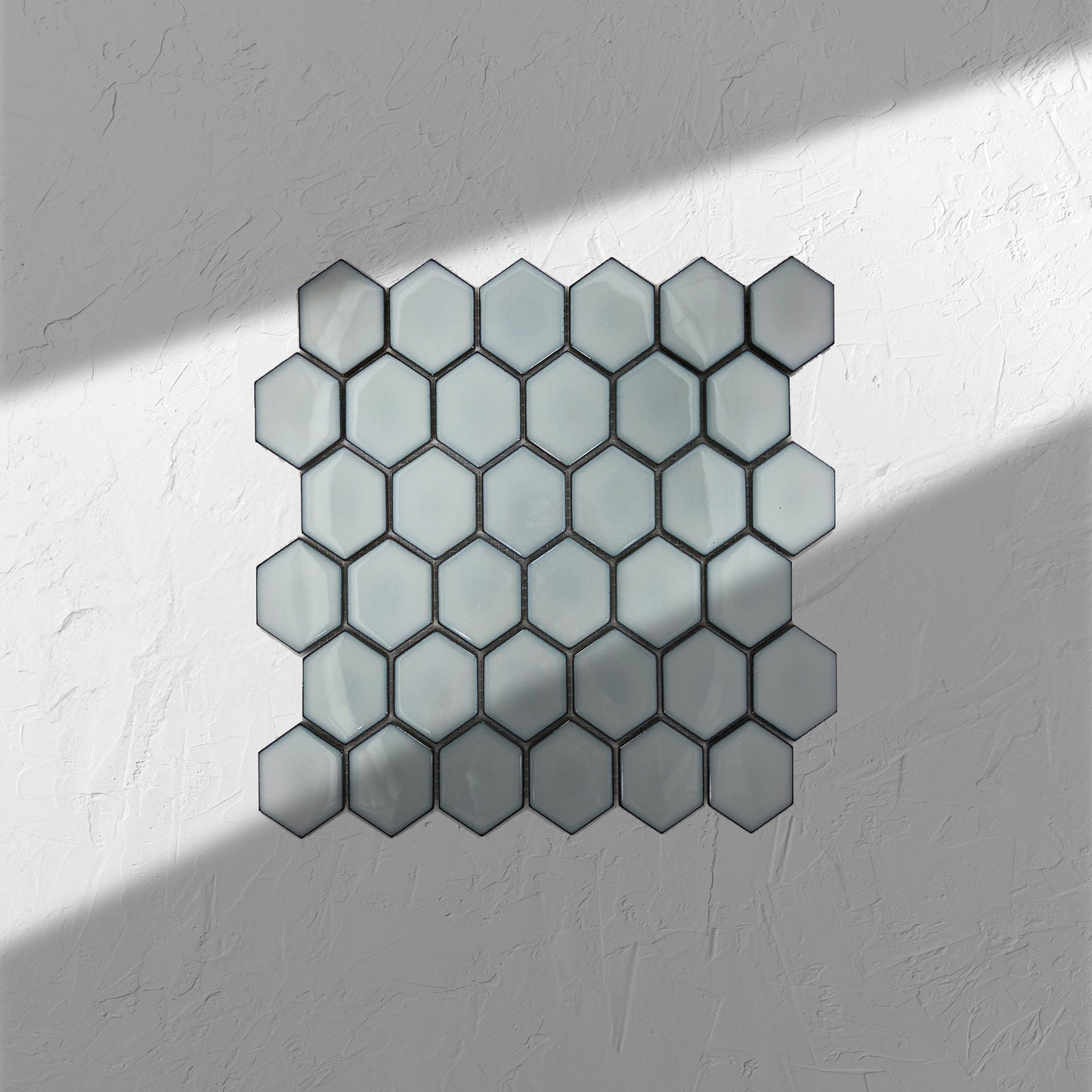 Antique Grey Gloss Glazed Hexagon 51x59mm