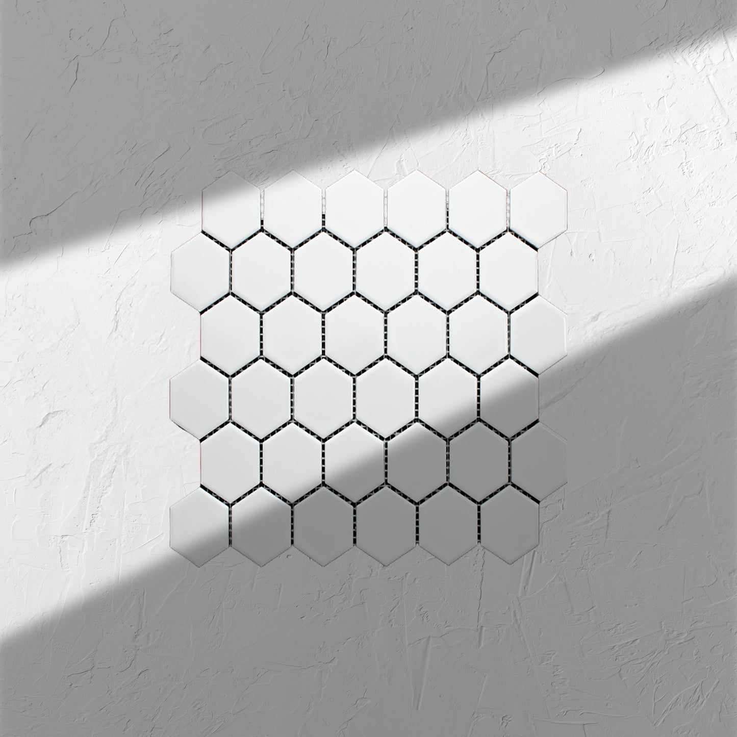 White Gloss Porcelain Glazed Hexagon 51x59mm