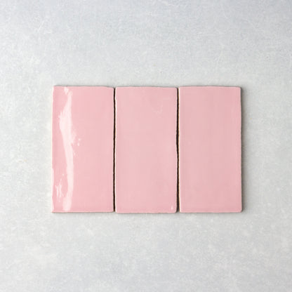 Spanish Handmade Gloss Rosa Pink  75x150mm