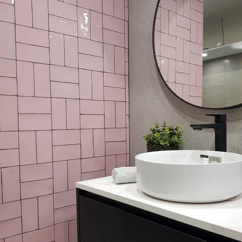 Spanish Handmade Gloss Rosa Pink  75x150mm