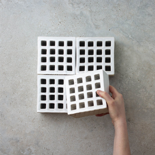 Arialuce Pertuse Bianco Gloss Breeze Blocks 120x120